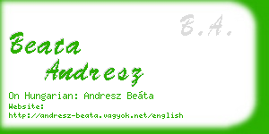beata andresz business card