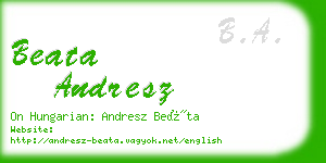 beata andresz business card